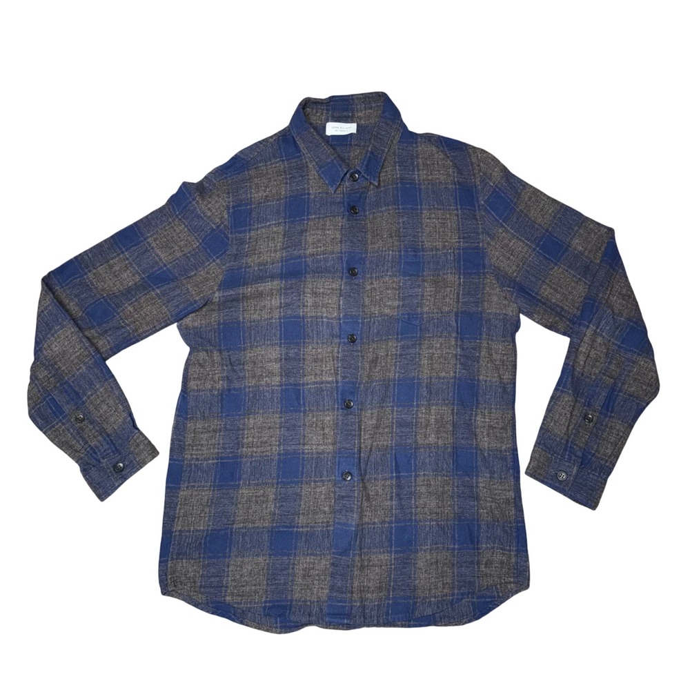 John Elliott Plaid Button Down Mens XL‎ Blue Grey Excellent Fall Winter 18 Shirt